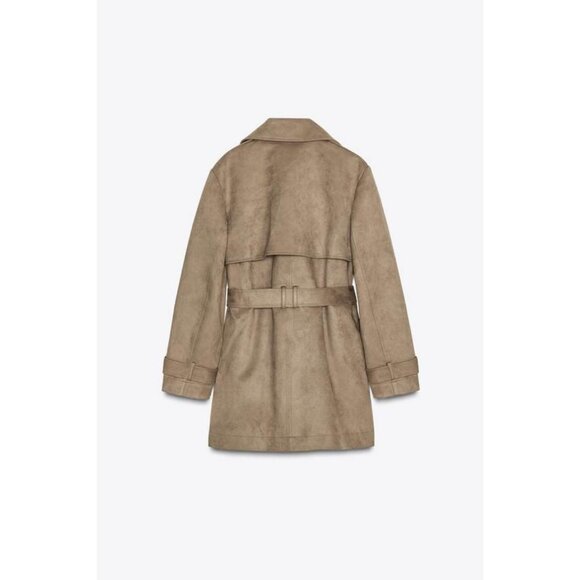 ZARA SUEDE EFFECT TRENCH COAT - Picture 7 of 8